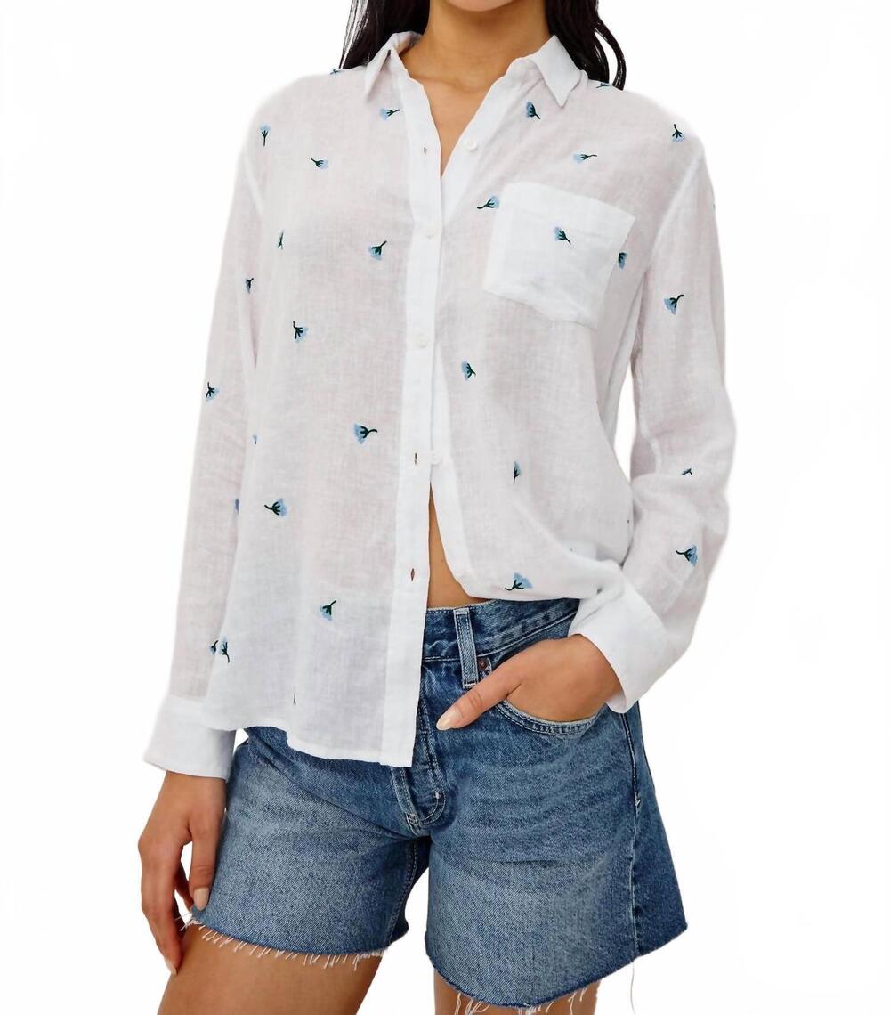 NEW RAILS charli long sleeve shirt in bluebell carnations